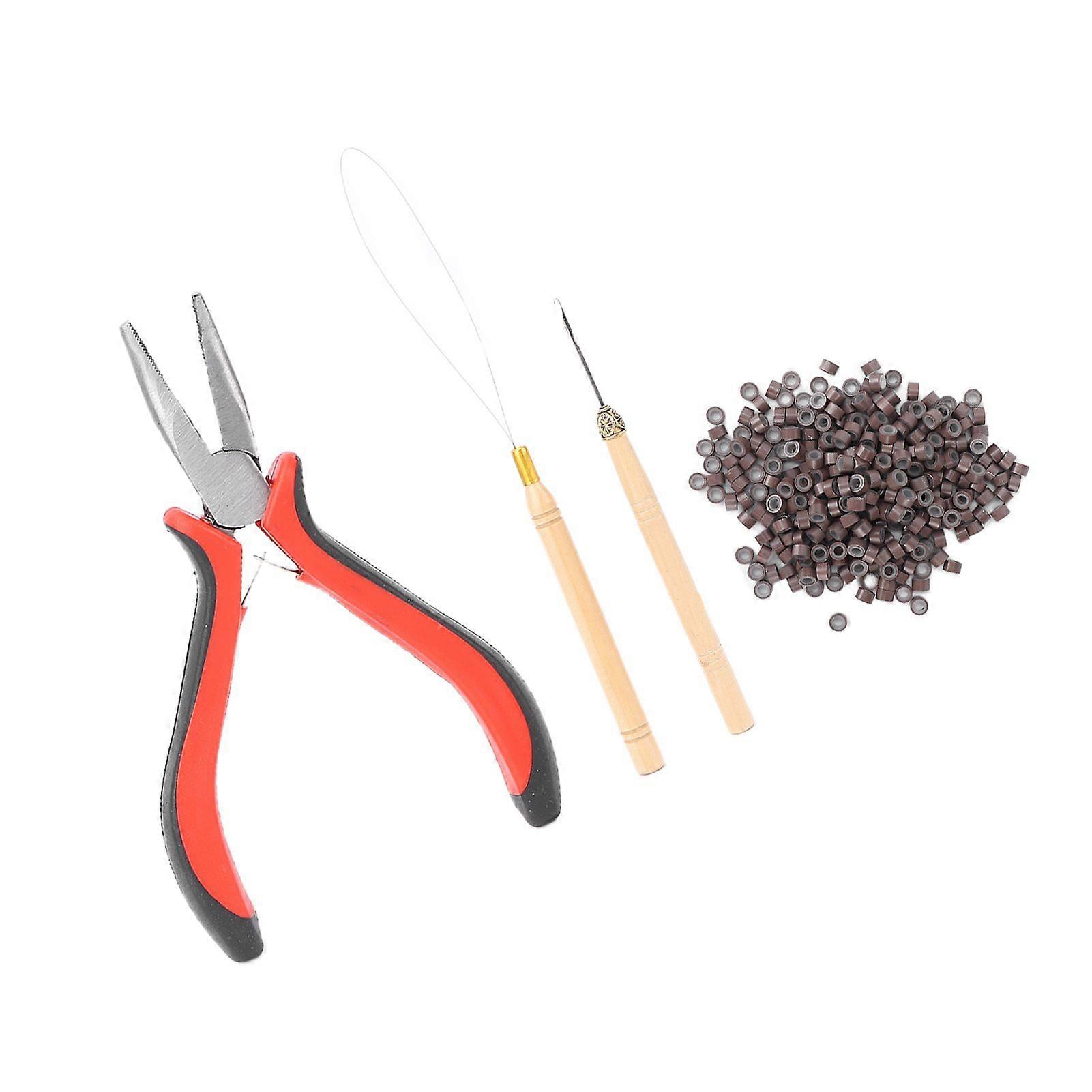 Hair Extension Kit with Plier, Hook, and Beads Tool Set