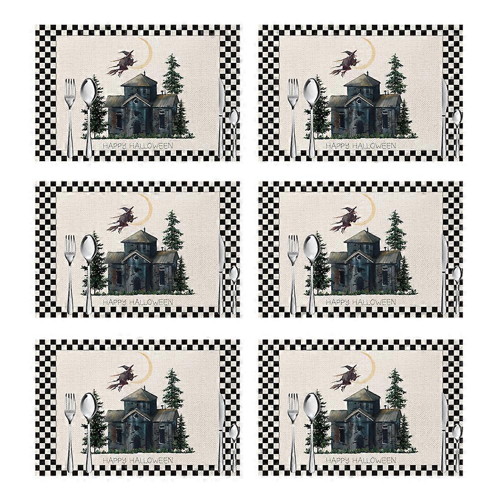 6pcs Halloween Decorative Placemats, Linen Durable Table Mats