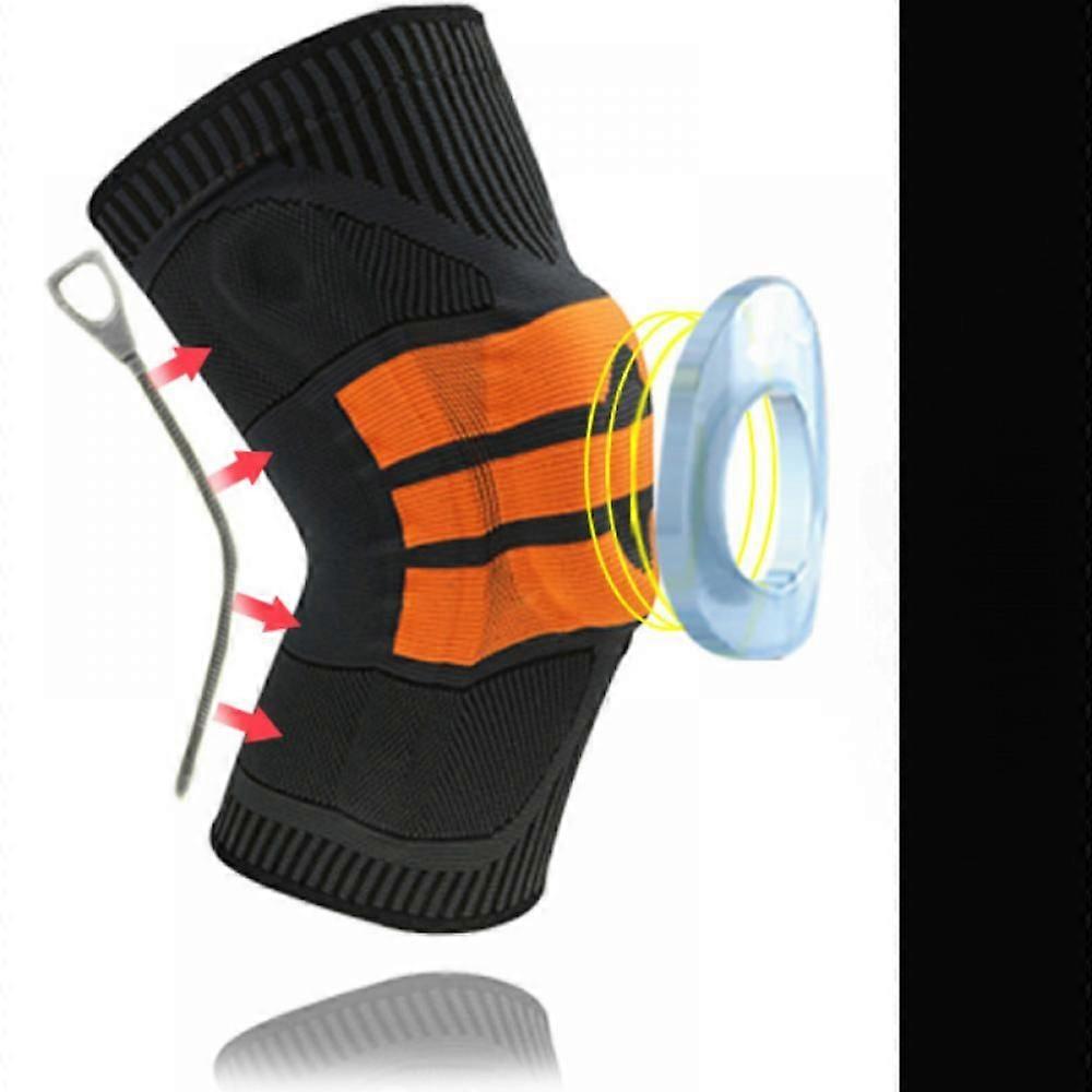 Στήριγμα Συνδέσμου Γόνατος - Μανίκι Γόνατος Επιγονατίδας με Επένδυση-Μαύρο+Πορτοκαλί L60-75KG