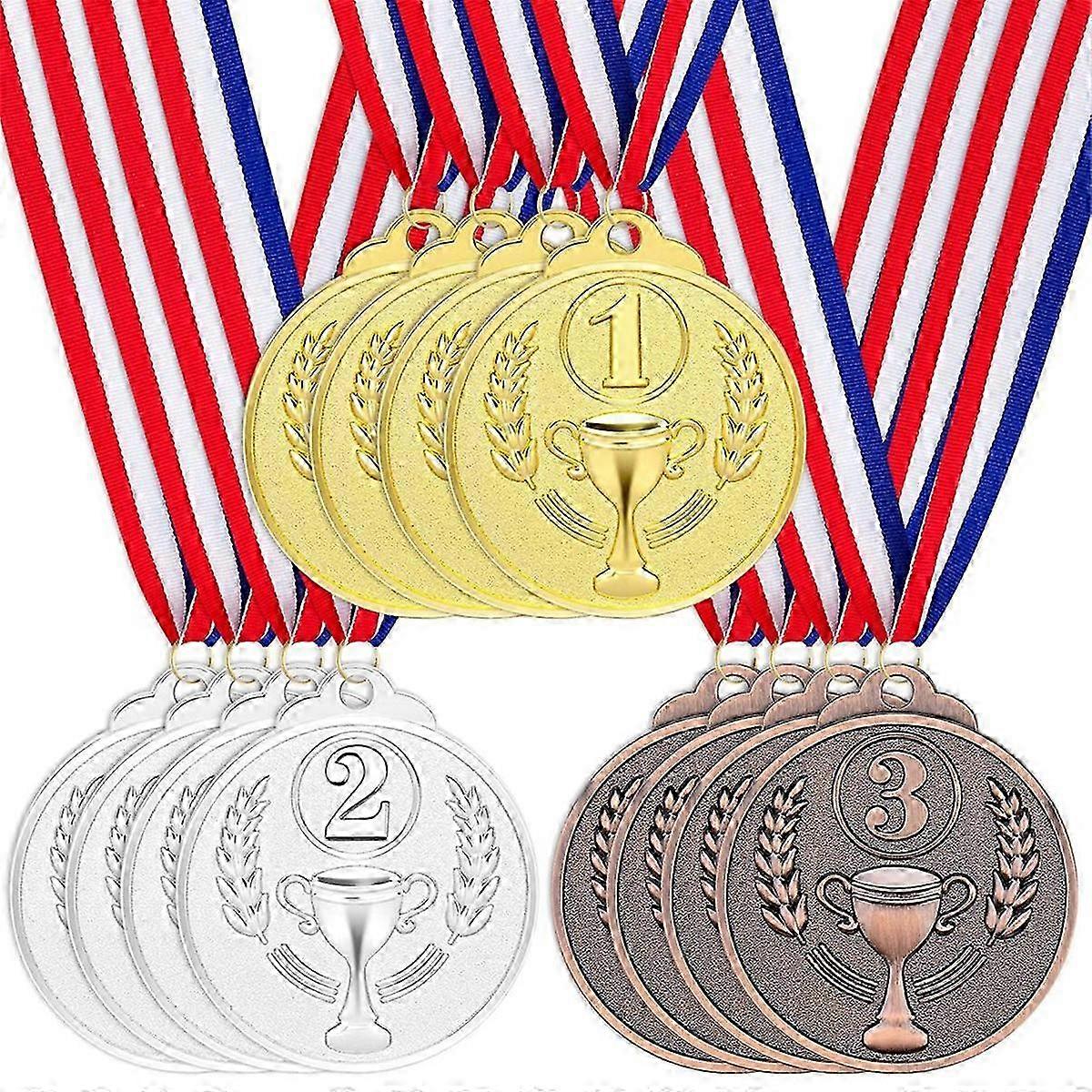 Conjunto de 12 Medalhas do Vencedor - Ouro Prata Bronze