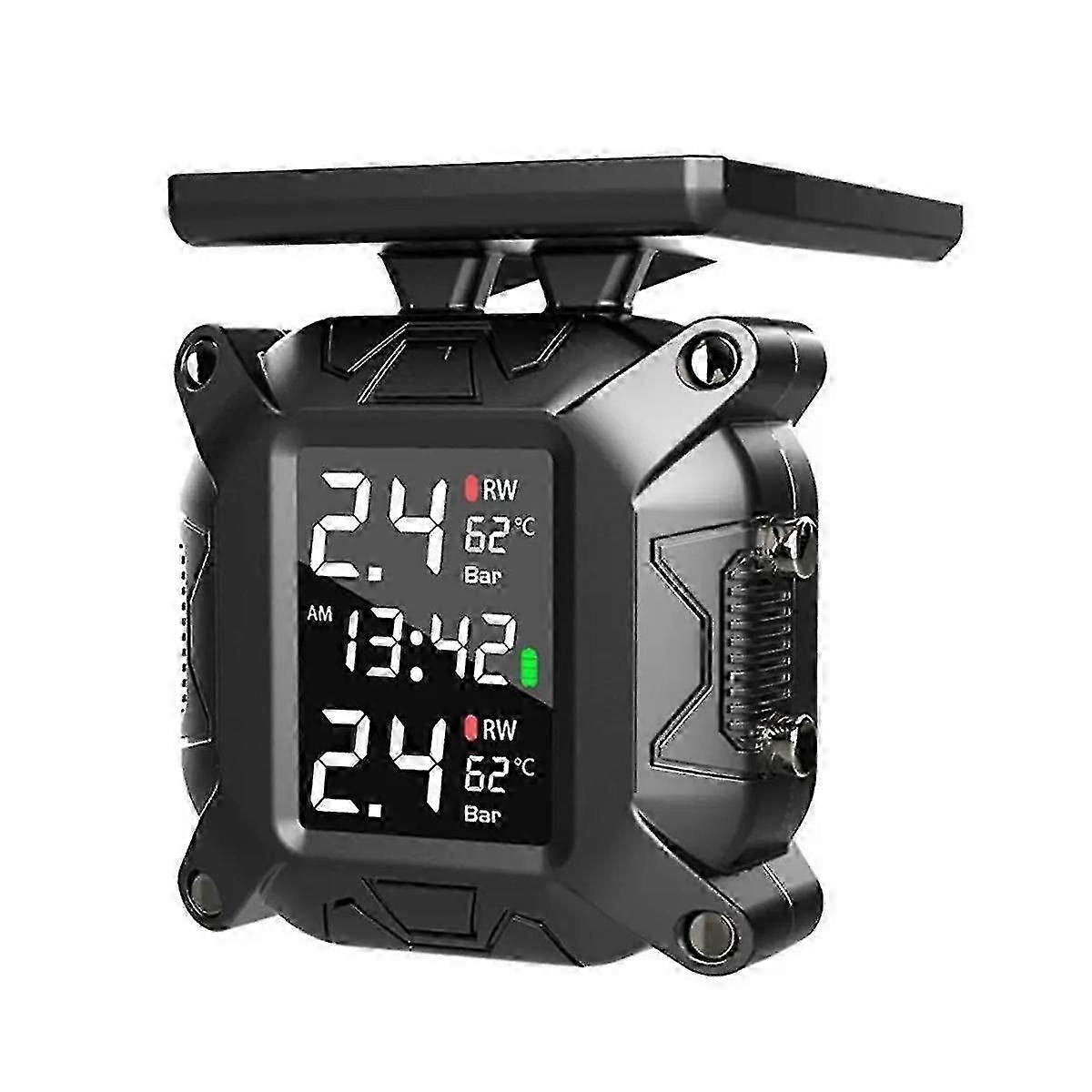 Motorsykkel TPMS Solar Dekk Trykkmonitor Sanntids Temperatursensor