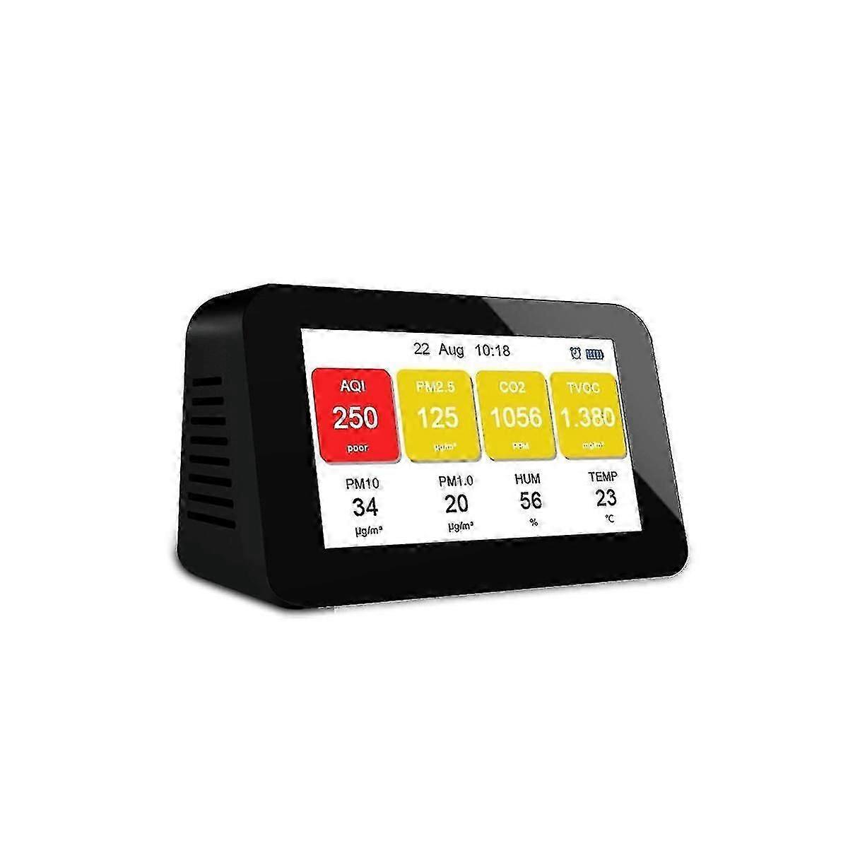 Air Quality Monitor Pm2.5 Pm1.0 Pm10 Co2 Tvoc Particle Detectors Air Quality Detector Temperature H