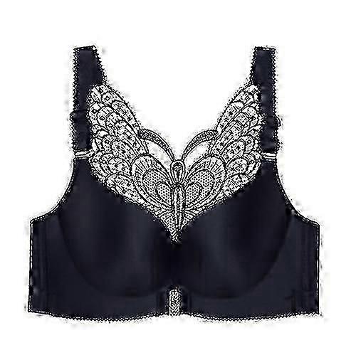 Sutiã push-up sem fio feminino com fechamento frontal sem costura Lace Butterfly para uso diário
