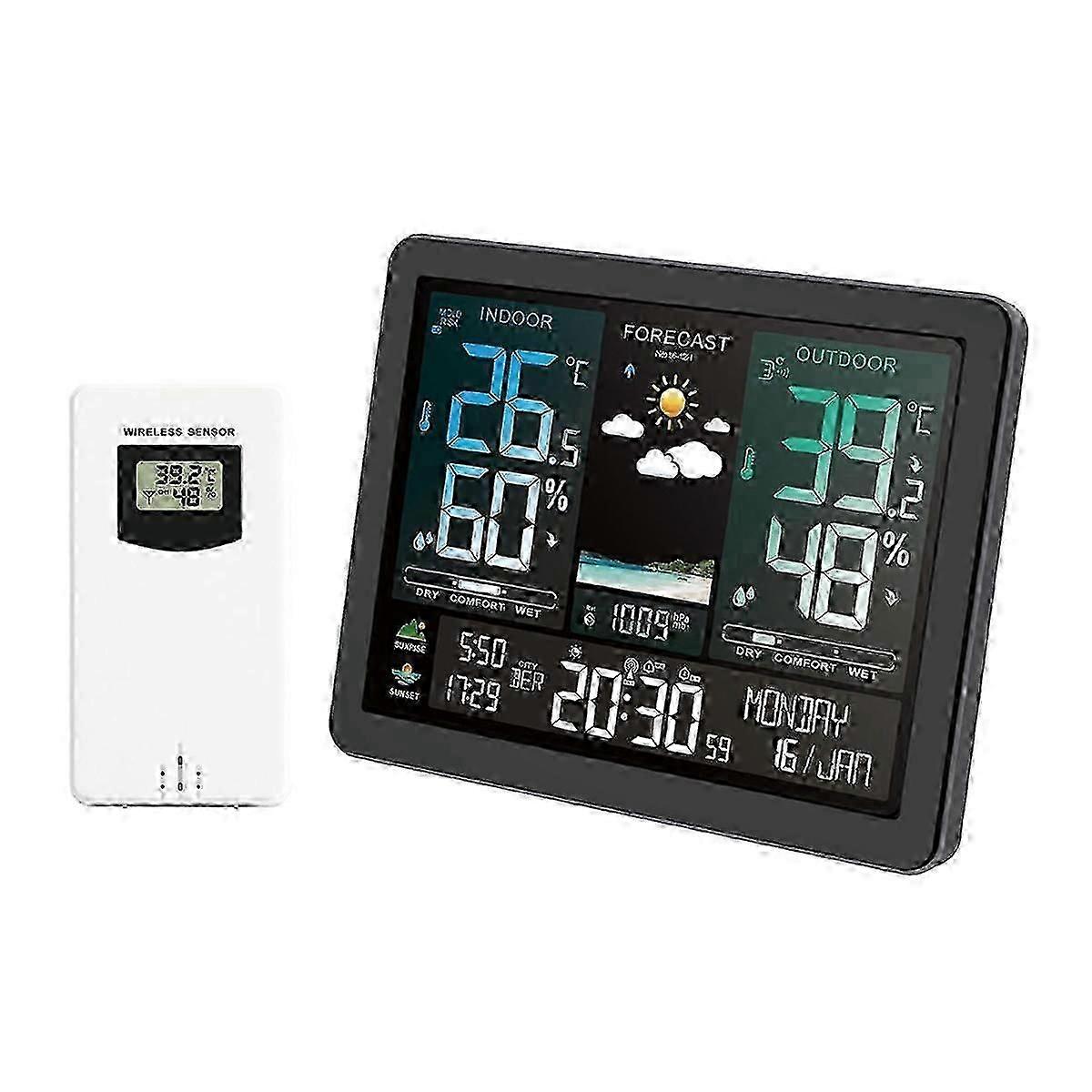 Outdoor USB Plug Digital Wireless Thermometer & Hygrometer with Multifunctional Weather Clock