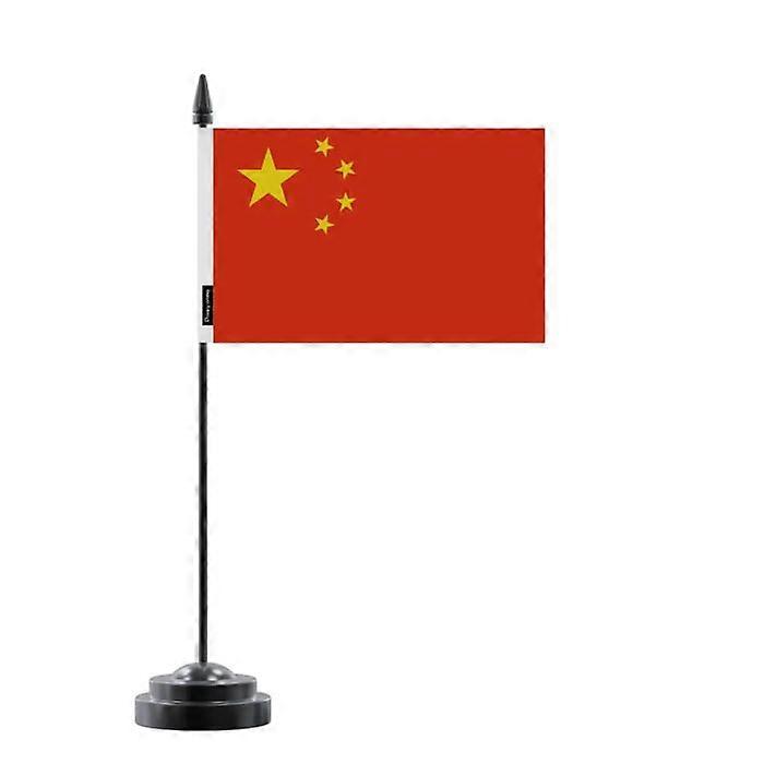 Table Flag - China - 14 x 21 cm - Polyester - Plastic Pole - Double-Sided Print