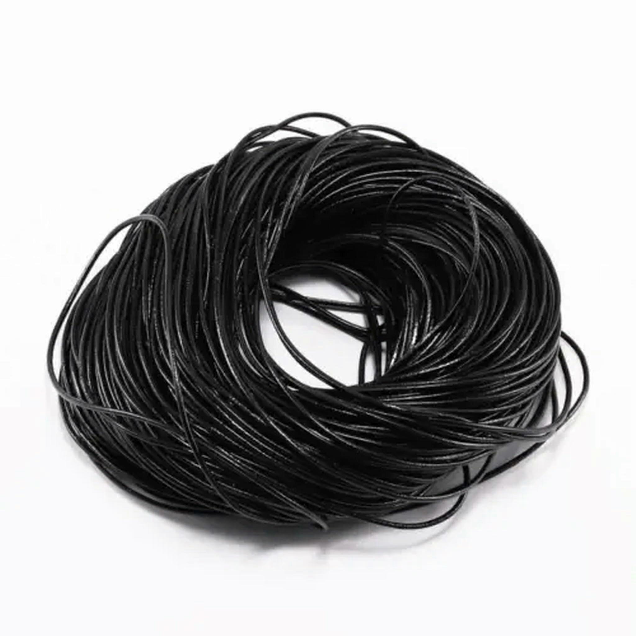 1.56mm 3 Color Cow Leather Round Thong DIY Cord Findings Rope StringBlack1.0mm x 5m