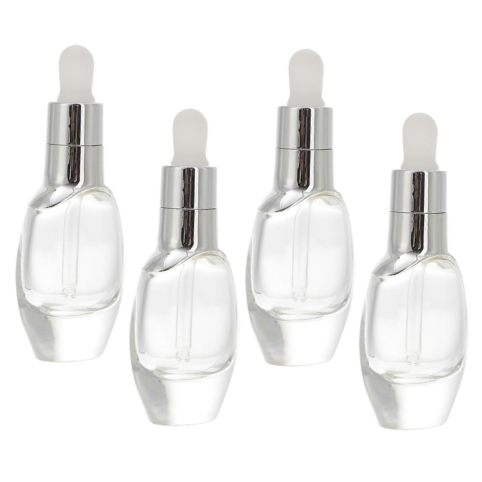 Essential Oil Glass Bottles Dropper 30ml Refillable 4-Pack Clear Amber Subpackaging Containers