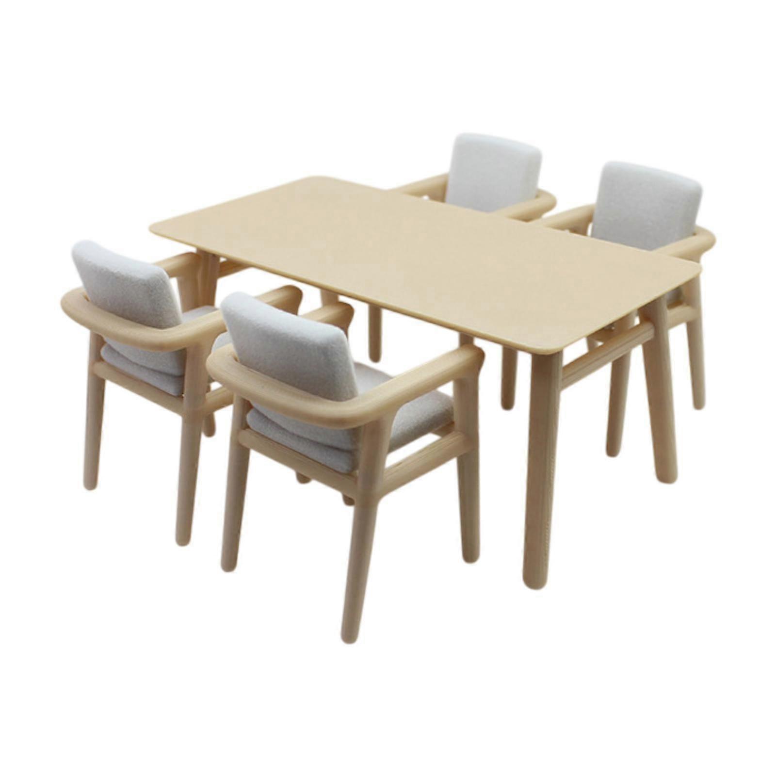 Dollhouse Desk Chairs Mini Furniture Birthday Gift Furniture Model Pretend Play