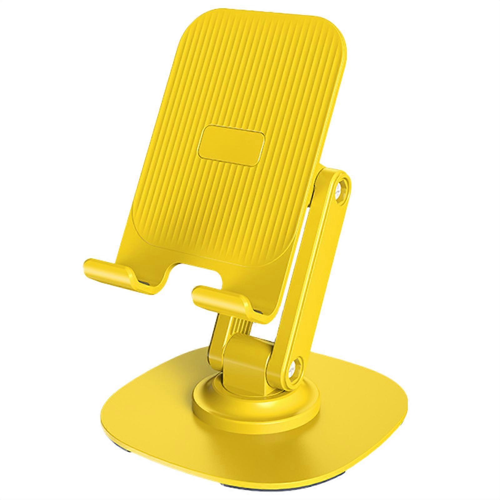 Adjustable Aluminum Cellphone Desk Stand for Mobile Phone Handhelds Game Consoles 360 Degree Rotating Phone Holder  lemon yellow
