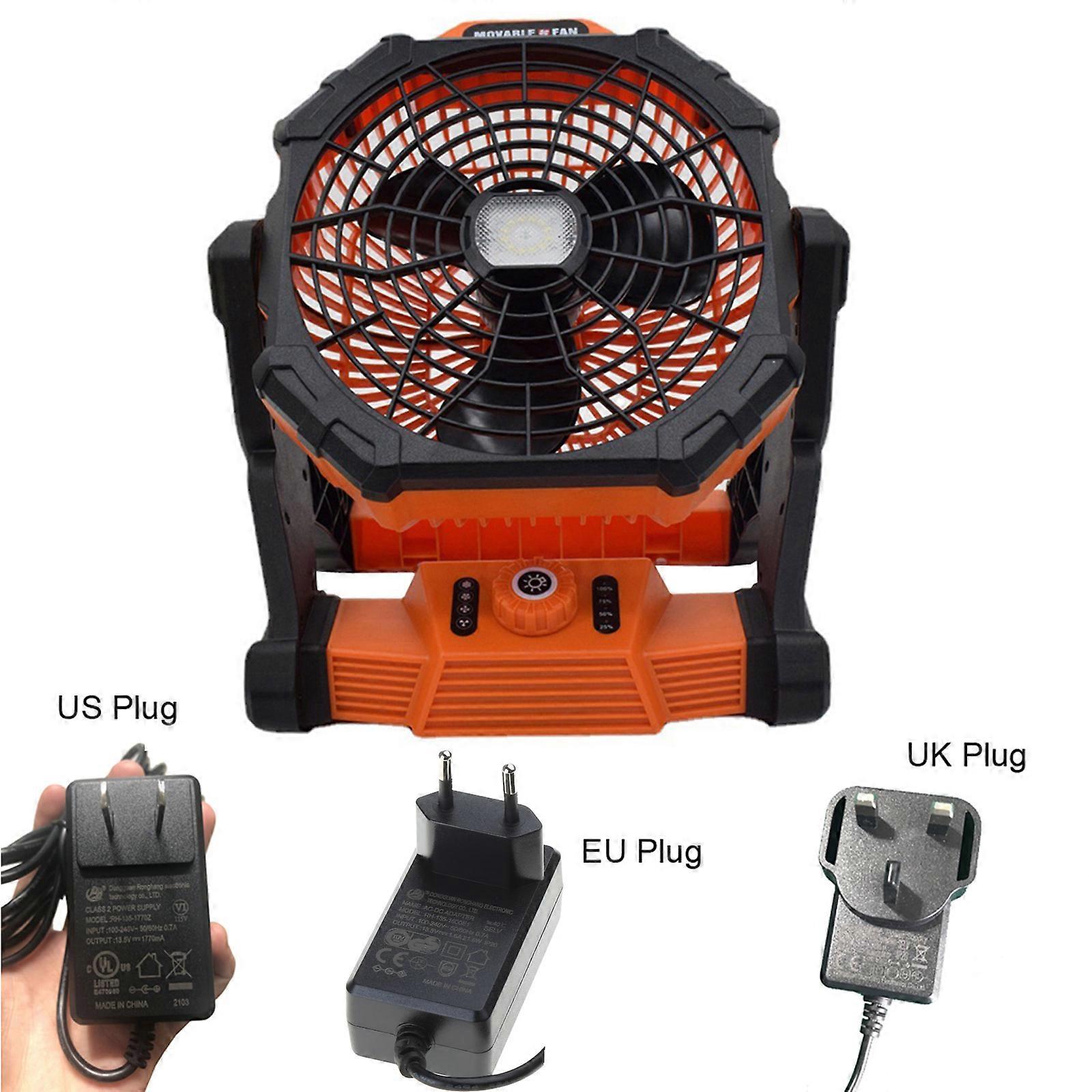 Universal 14400mAh Rechargeable Adjustable Speed Desk Fan with 3 Levels Brightness LED Light Lamp for Outdoor Travel