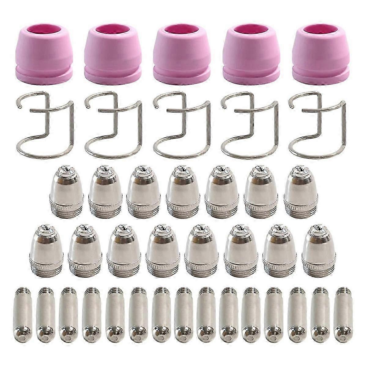 40pcs Plasma Cutter Flashlight Consumables Electrode Nozzle Cup Kit