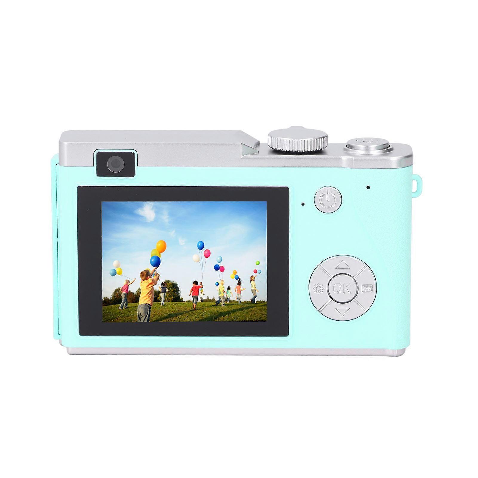 48MP 1080P Digital Camera 16X Digital Zoom 2.4inch HD Display Front and Rear Dual Lens Type C Charging Point and Shoot Camera Light Green 