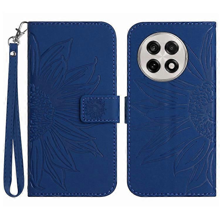 Compatible For OnePlus 13 Case Sunflower Imprint Leather Wallet Phone Cover with Wrist Strap