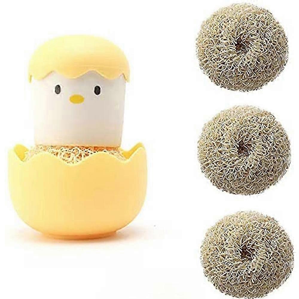 Egg-Shaped Kitchen Brush, Durable Pot & Bowl Cleaner with Handle