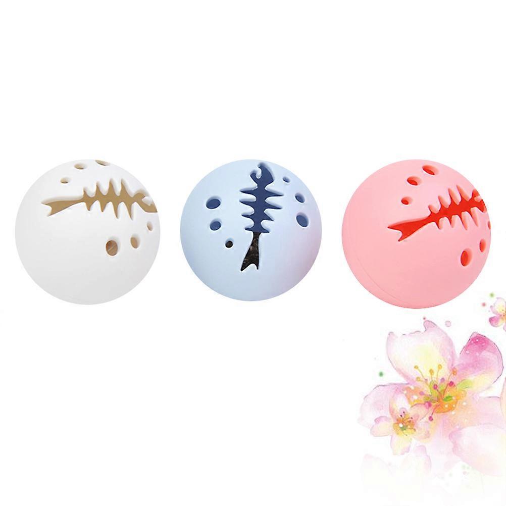Pet Cat Toy Interactive Kitten Toy Fishbone Shape Glowing Ball 3Pcs
