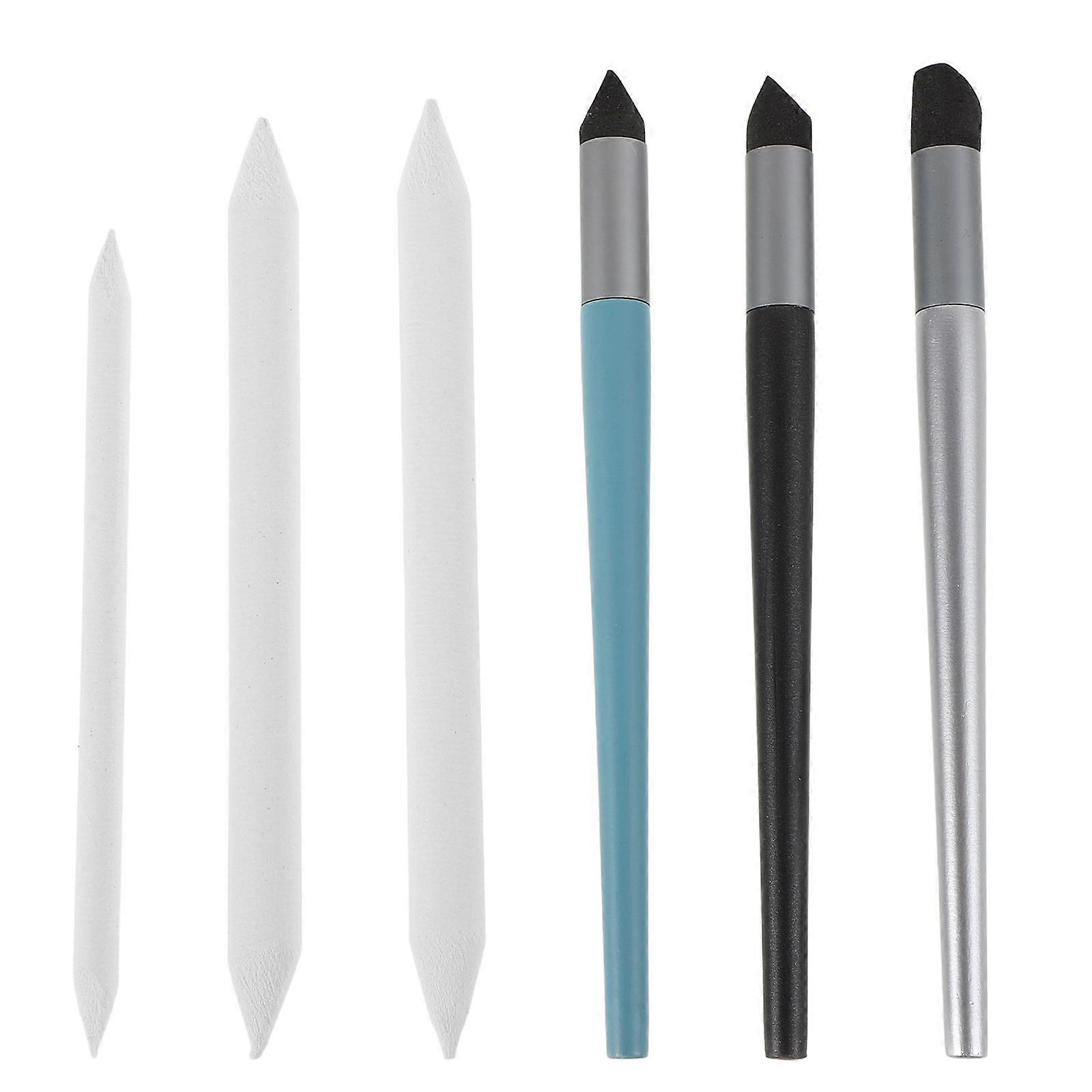 6pcs Oil Pastel Blending Sponge Pen And Blending Stump Set For Transitions Soft Head Smearing Tool For Drawing Sketching Art Supplies And Painting