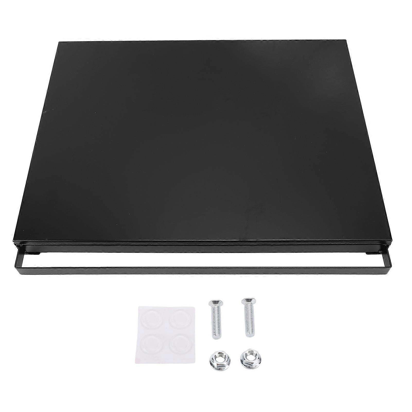 صينية تخزين فرن الميكروويف ، رف تخزين أجهزة المطبخ المنزلق من الفولاذ الكربوني ، أسود