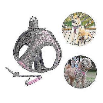 Petit harnais pour chien, harnais pour chiot, harnais doux pour chien et laisse ensemble avec un collier réfléchissant Meilleur cadeau Meilleur cadeau-S-rose