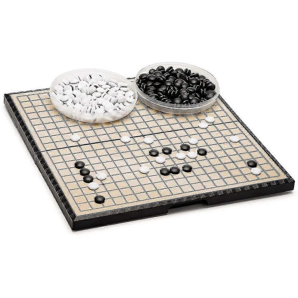 19 x 19 Magnetic Go Game Set 11 Inches Travel Foldable Board Game Set with Magnetic Plastic Piece for Beginner Kids Adults-ss