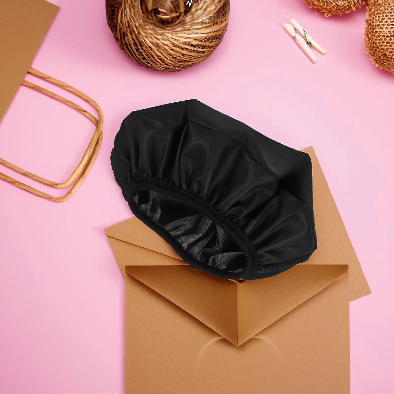 Black Round Stool Cover, PU Material, Elastic Edge, Stretchable Cushion Protector for Office Chairs and Barstools, Easy Installation, Secure Fit