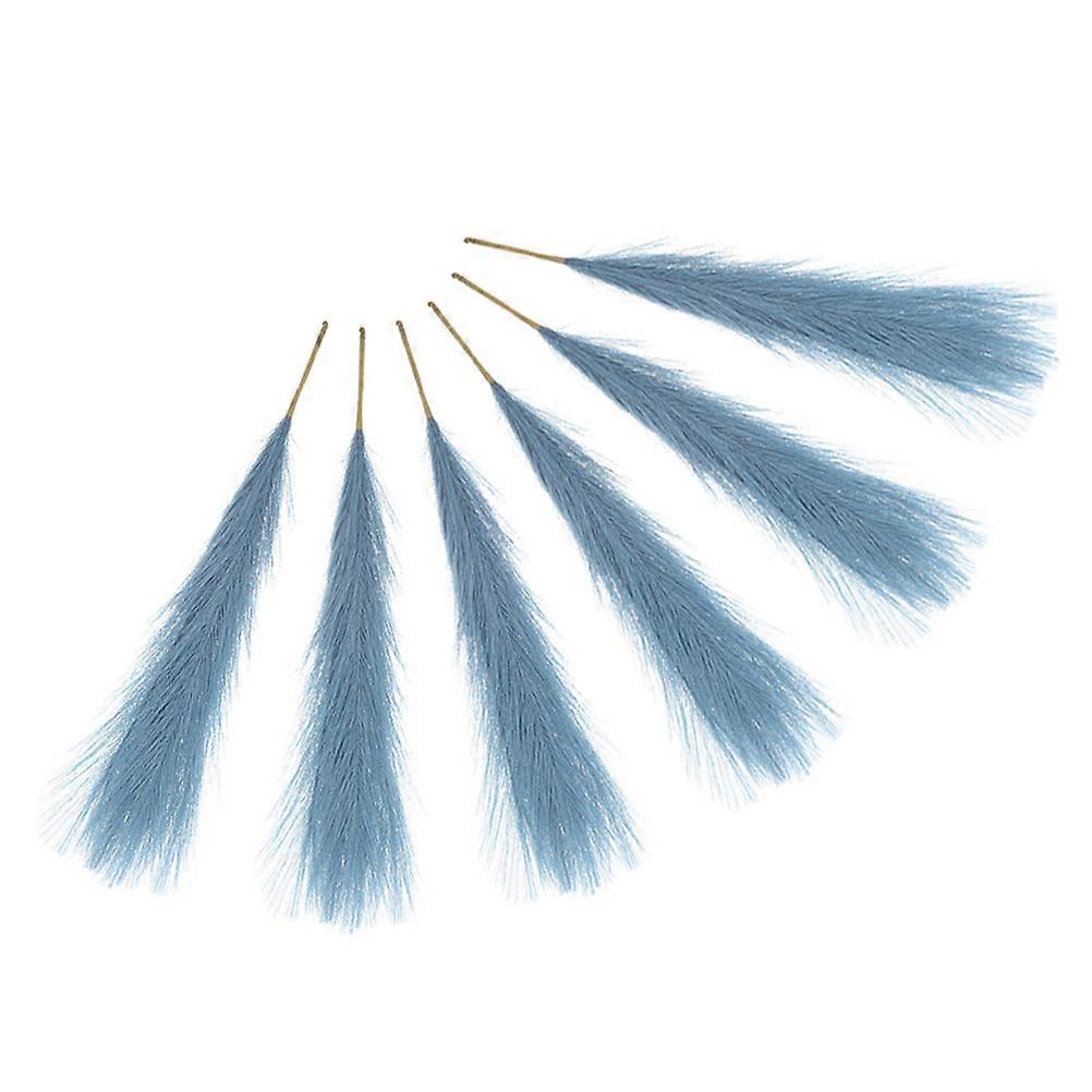 Faux Pampas Branches Artificial Pampas Stems Dark Blue Decoration Vase Filling 6Pack