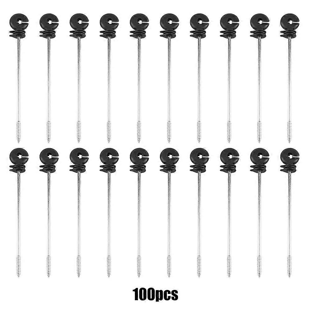 100 Pcs Plastic Ring Insulators for Electric Fence, Long Distance Screw-In, for Wooden Post