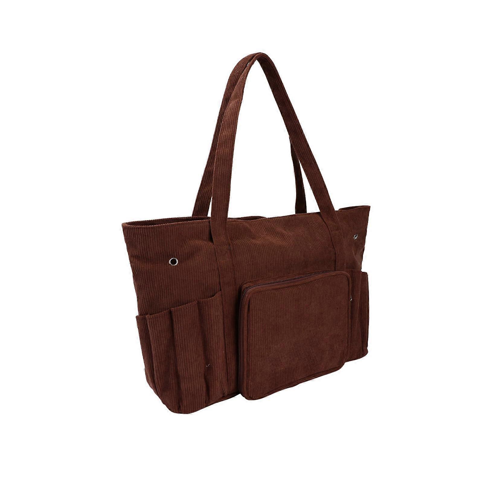 Travel Crochet Craft Project Bag Brown for Crochet Hooks Knitting Accessories Yarn Bag With Top Carry Handle 30x20cm