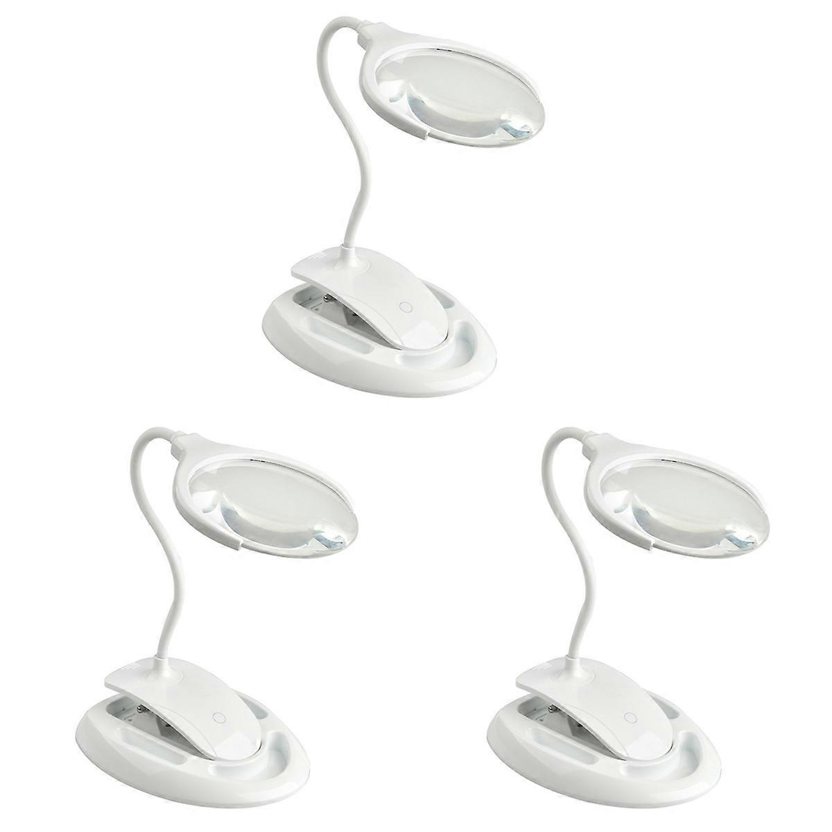 3pcs Handheld Magnifier 3X 8X Illuminated Desk Table Led Lamp Magnifying Glass Rechargeable Magnifie