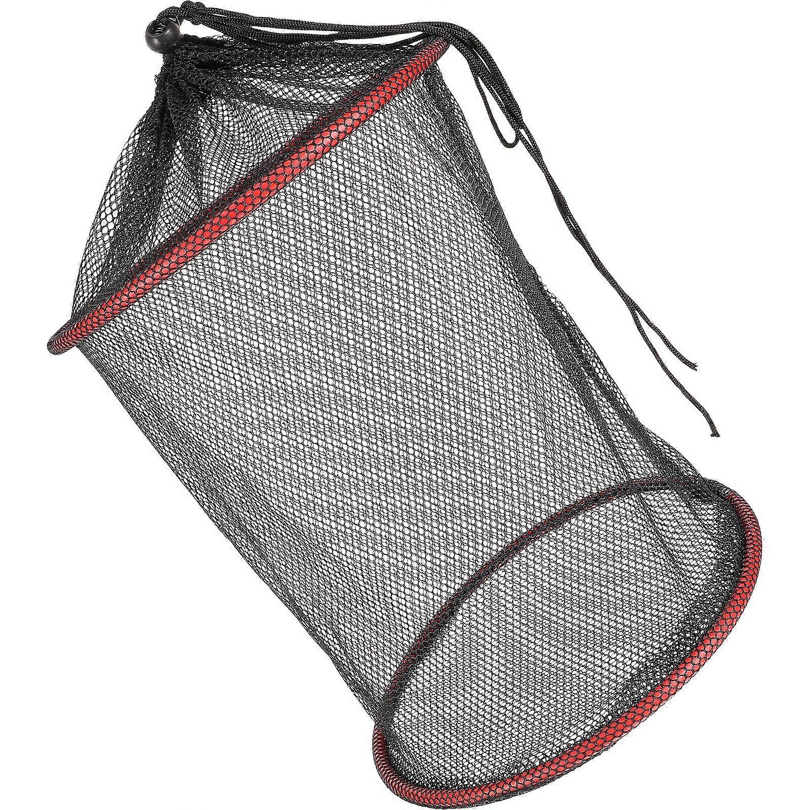 Drawstring Fishing Net Crayfish Net Diving Portable Outdoor Fishing 30x25cm Black Foldable 1Pack