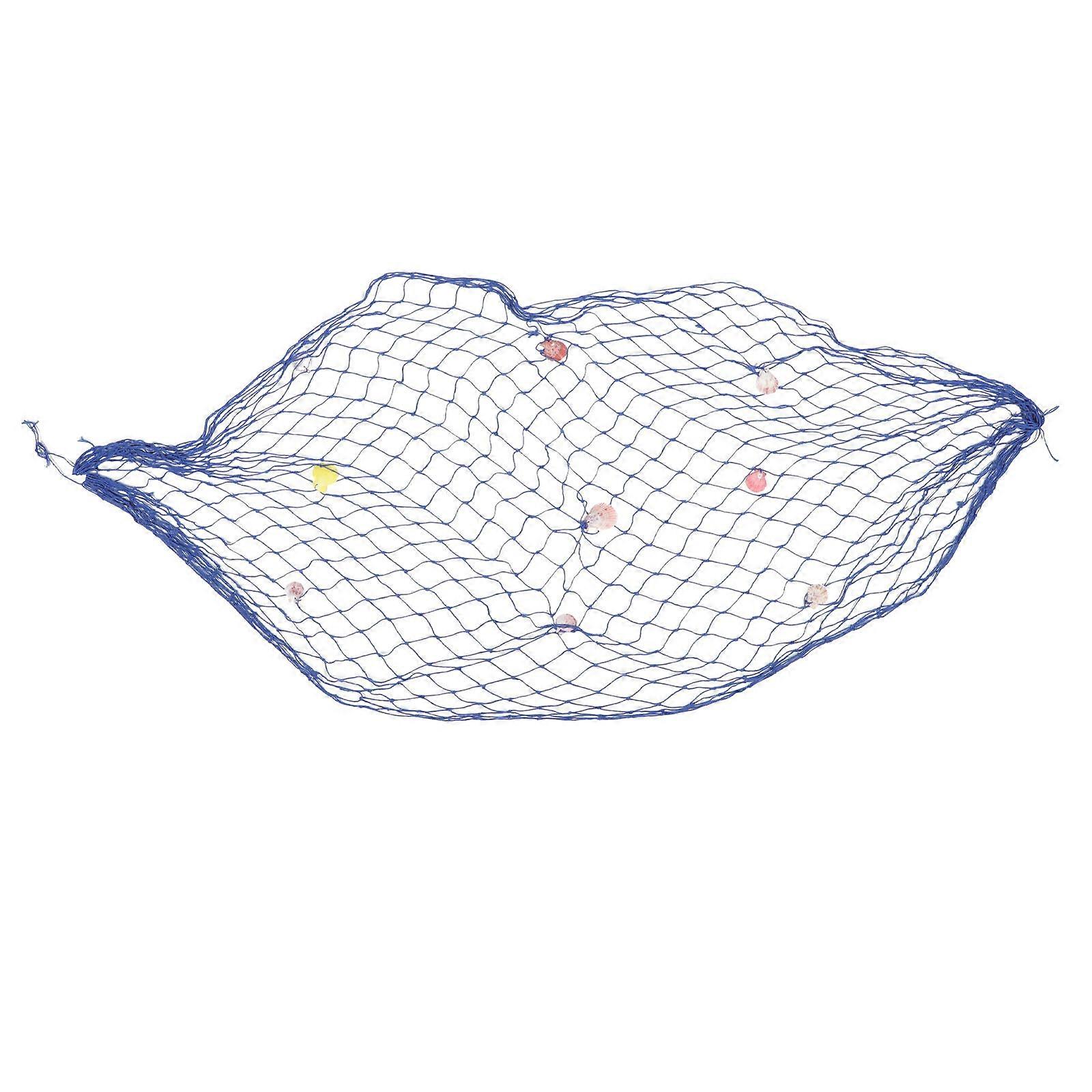 Mediterranean Style Fishing Net Decor Wall Mounted Photo Prop Blue 78.7X39.4X0.2in 1Pack