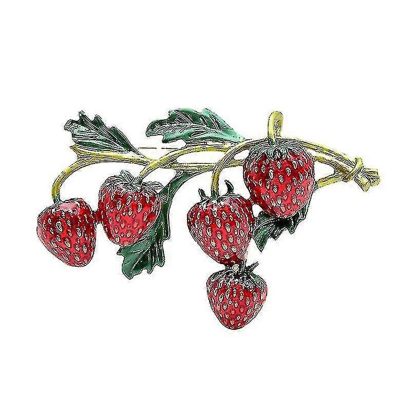 Ladies Enamel Strawberry Red Brooch Suitable for Various Attire