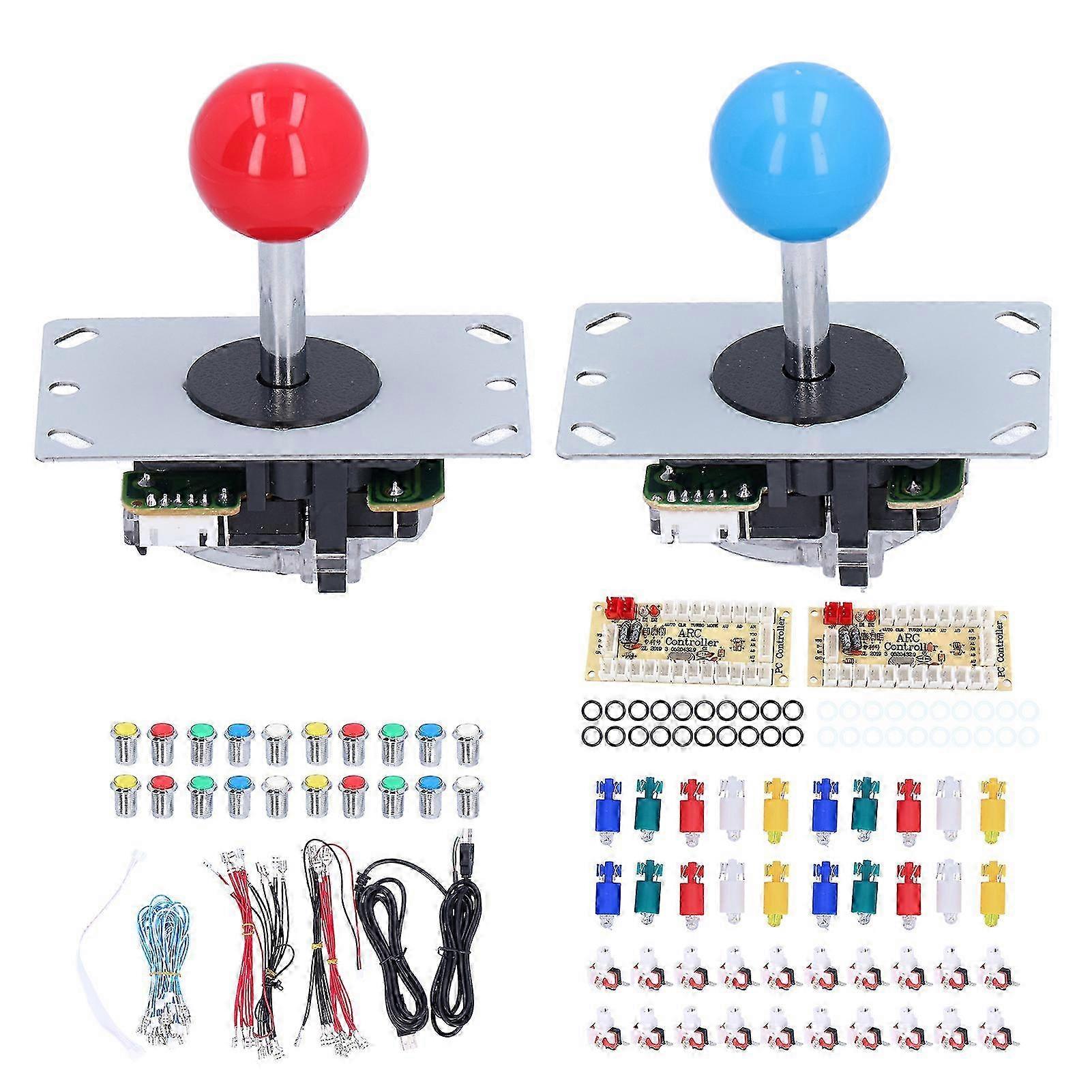 DIY Arcade Game Parts Kits Joystick Accessories LED Buttons for PC Games 5V2 Player Electroplating Joystick