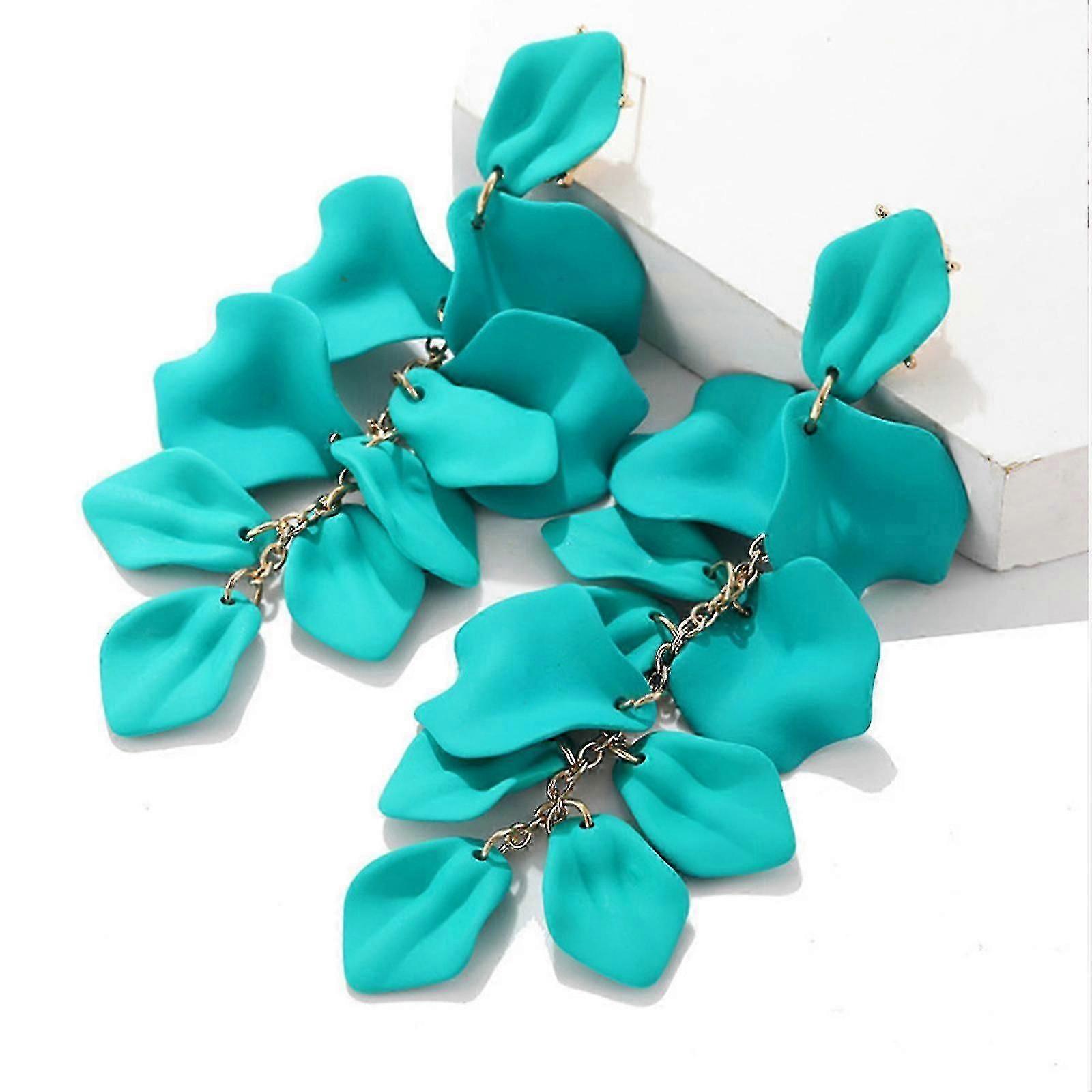 Trpical Leaf Petal Hoop Dangle Colorful Fashion Earrings For Women Girls, Earrings Long Dangle Earrings