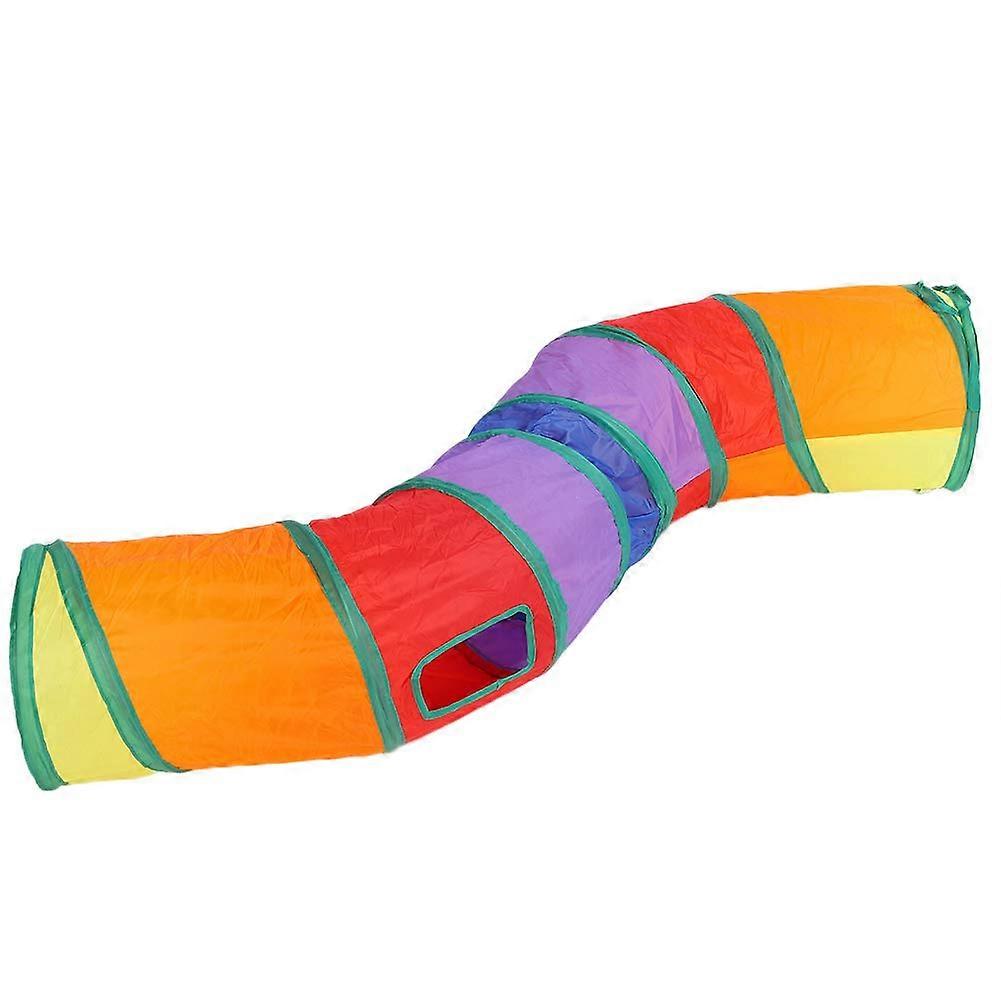 Katzentunnel Faltbar Regenbogen Polyestermaterial S-förmiges Design Ideal für Katzentraining und Entspannung 120cm