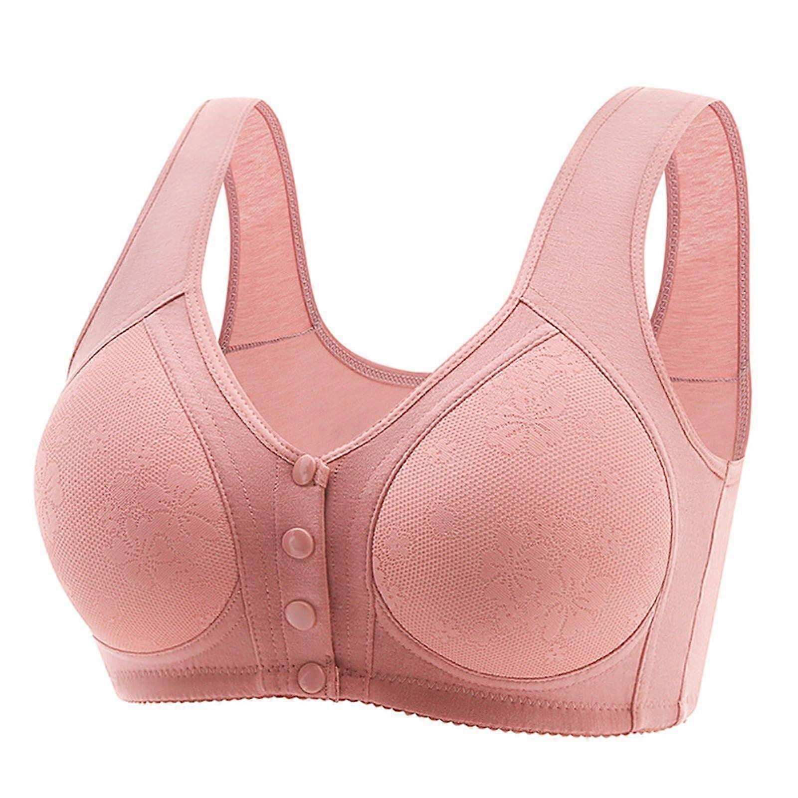 Sexy women's bra, lace front, button shaping, cups, adjustable shoulder straps, large size, bra, pink, M