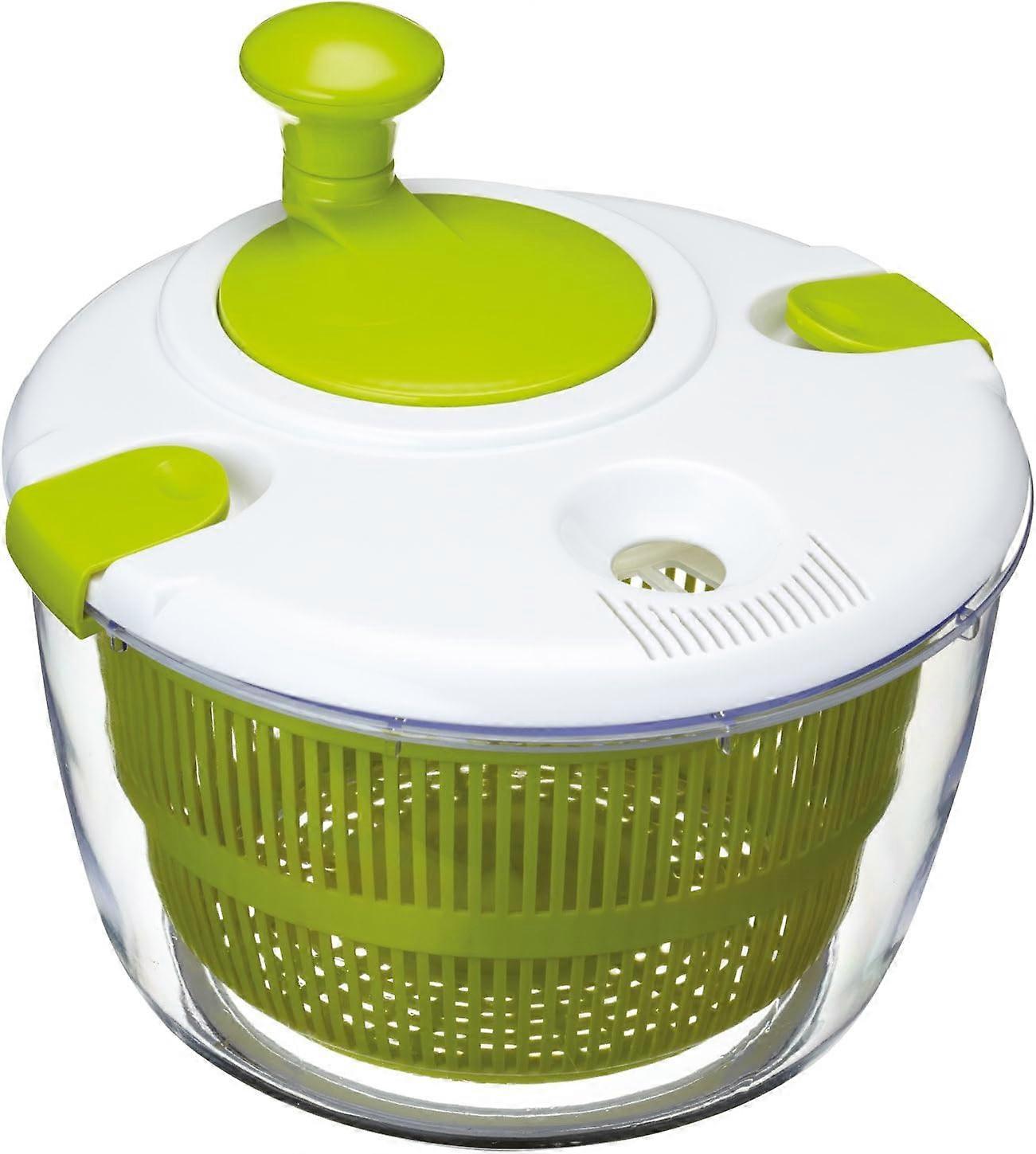 Luxury salad spinner and salad plate, BPA-free plastic and easy to clean, large, white/green, 25 x 25 x 20.5 cm