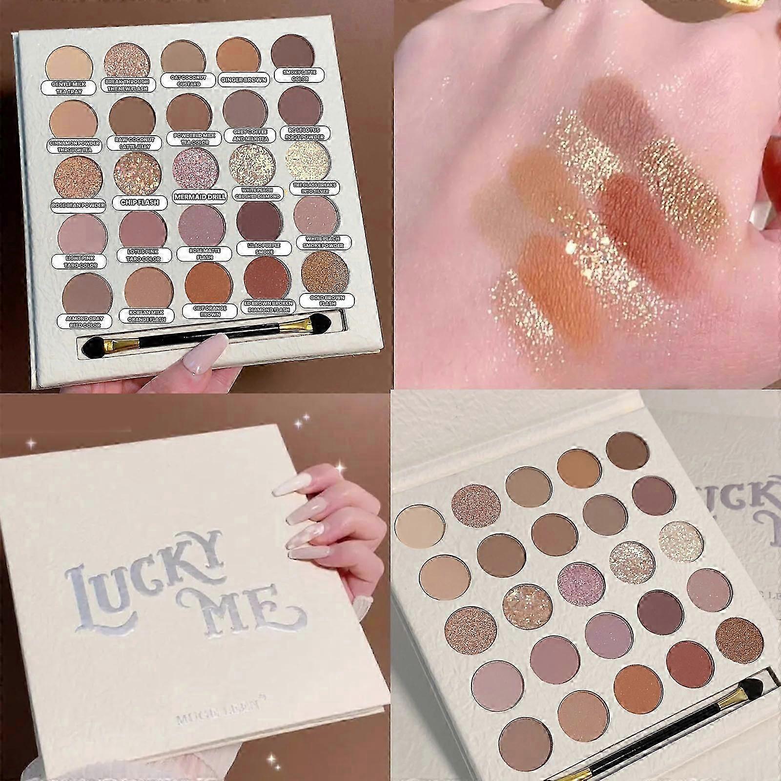 Eyeshadow Palette With Brush, 25-color Matte Eyeshadow Palette, Glitter Eyeshadow Durable Waterproof and No Smudge