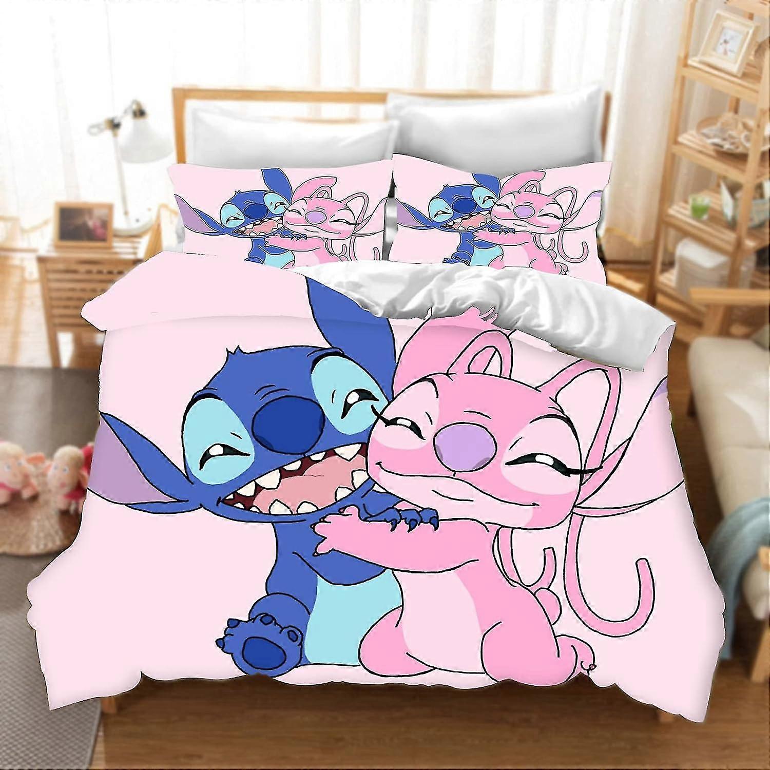 Conjunto de capa de edredão infantil 3D Love Couple 135 x 200 Microfibra com fronhas com fecho para meninos Meninas