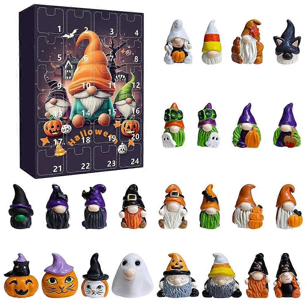 Halloween Dwarf Ornament Advent Calendar Box Gnome Figures Countdown Calendar Dwarf Dolls Calendar Gift Box Gift B