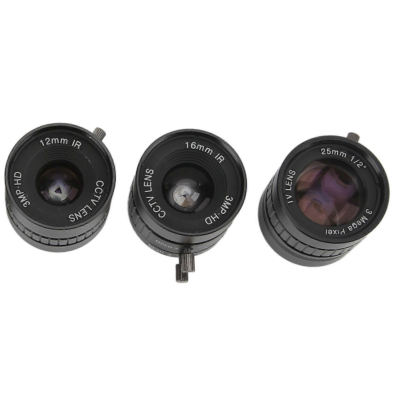 6pcs CS Mount Lens Kit 4mm to 25mm Focal Length 3MP Manual Aperture for Digital Camera