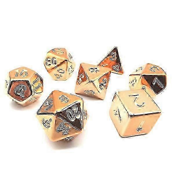 7-Piece Gold Plated Dice Set - Luxurious Tabletop Gaming Accessories