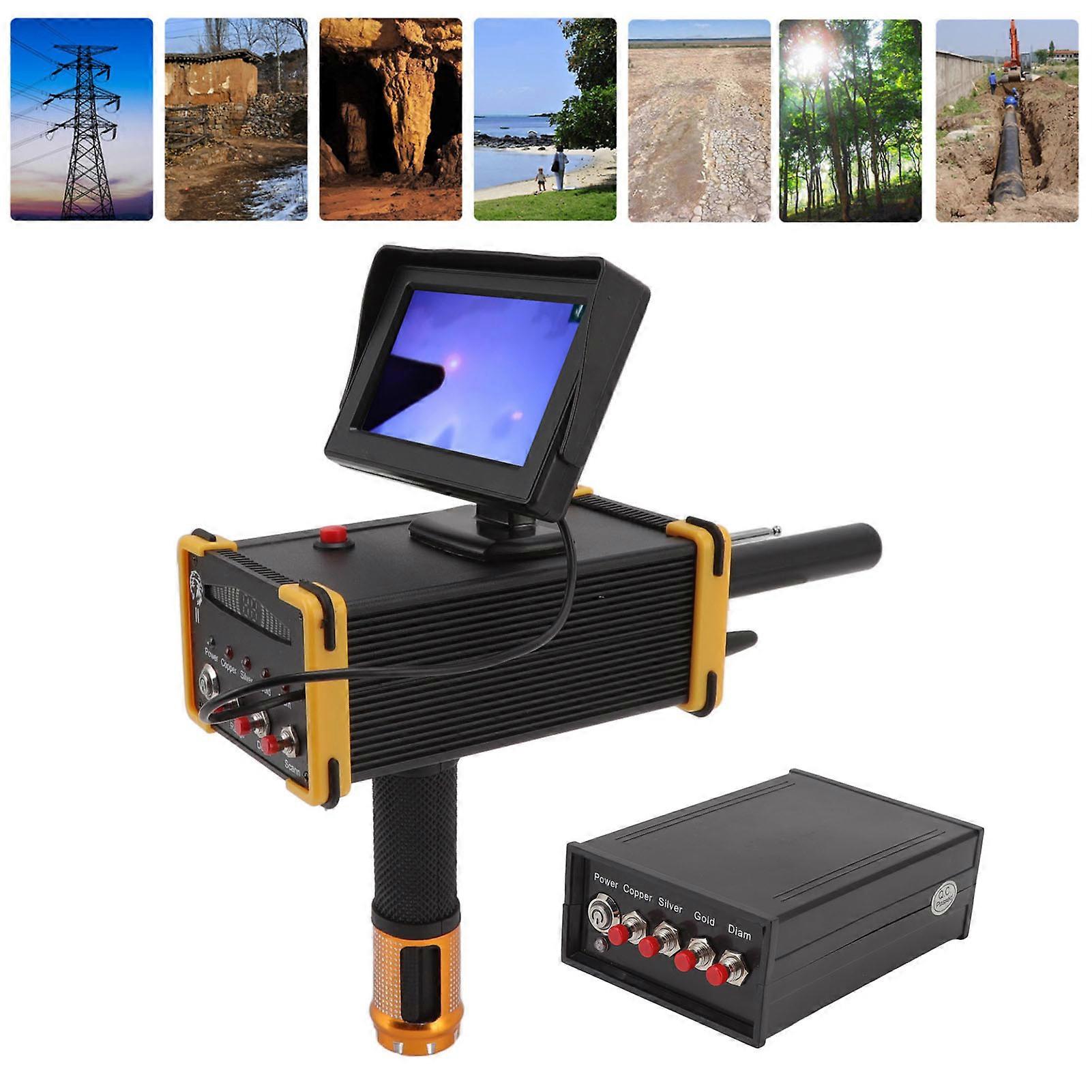 15m Deep Metal Detector Gold Finder Metal Scanner Device Search Range 1000m with GR8000 Screen Yellow Edge 100‑240V EU Plug