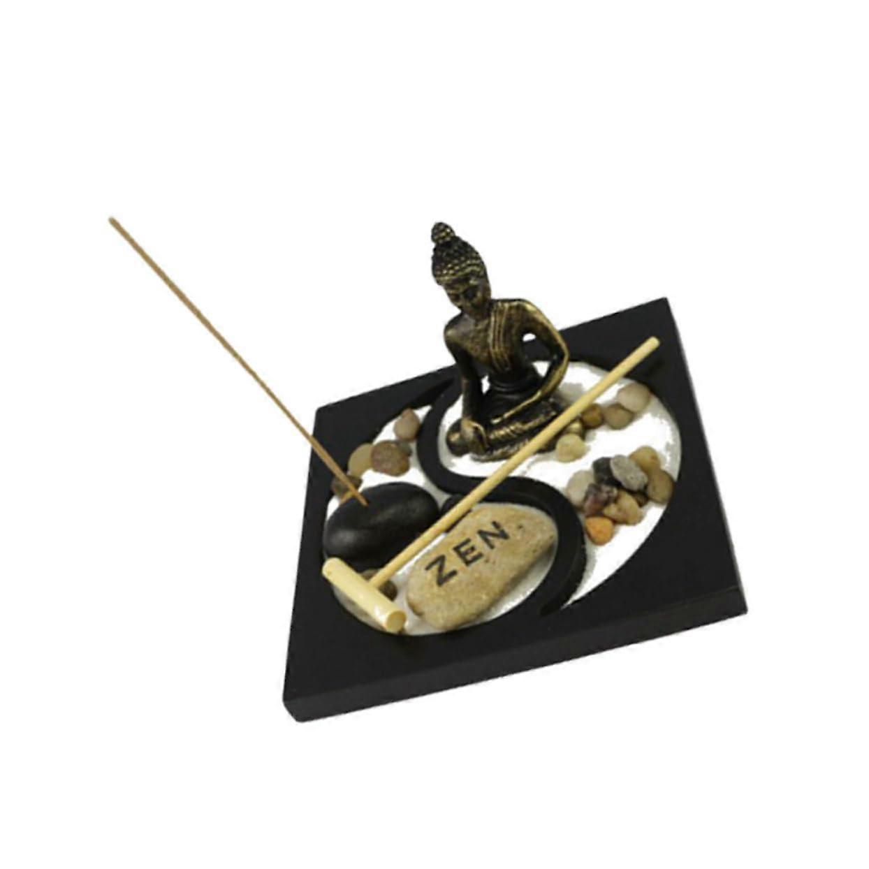 Miniature Zen Garden for Desk, Buddha Statue, Sandbox, Peaceful Meditation