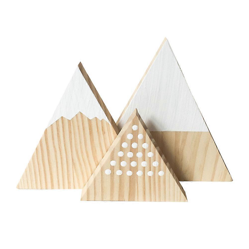 Triangle Shaped Blocks Snow Mountain Ornament Home Decoration White Dot 15 x 15 x 14cm Scandinavian Style 3Pack
