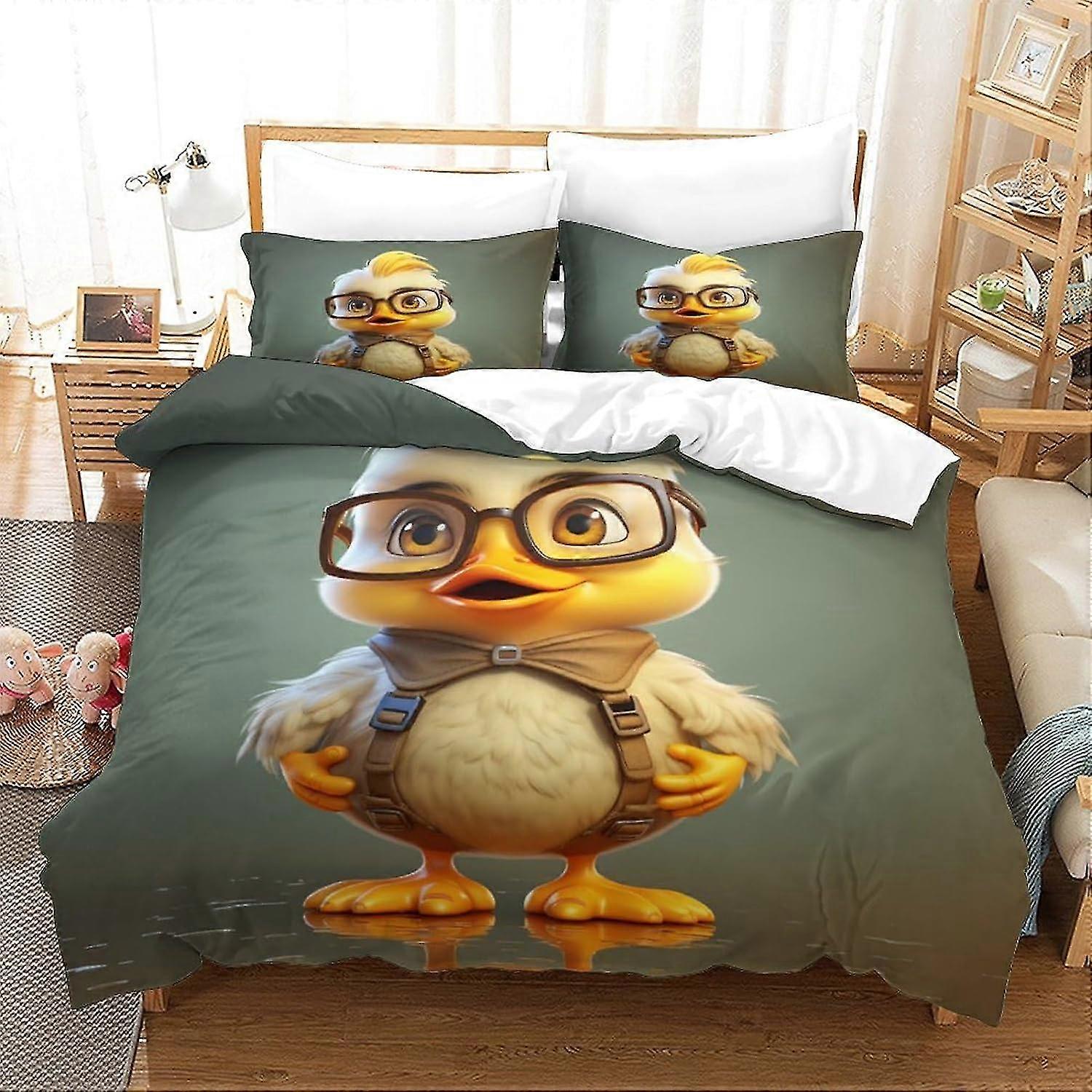 Little Yellow Duck 3D Upholstered Mattress, Microfibre Mattress, 3 Piece Set with Zip and 2 Pillowcases for Teenagers and Adults
