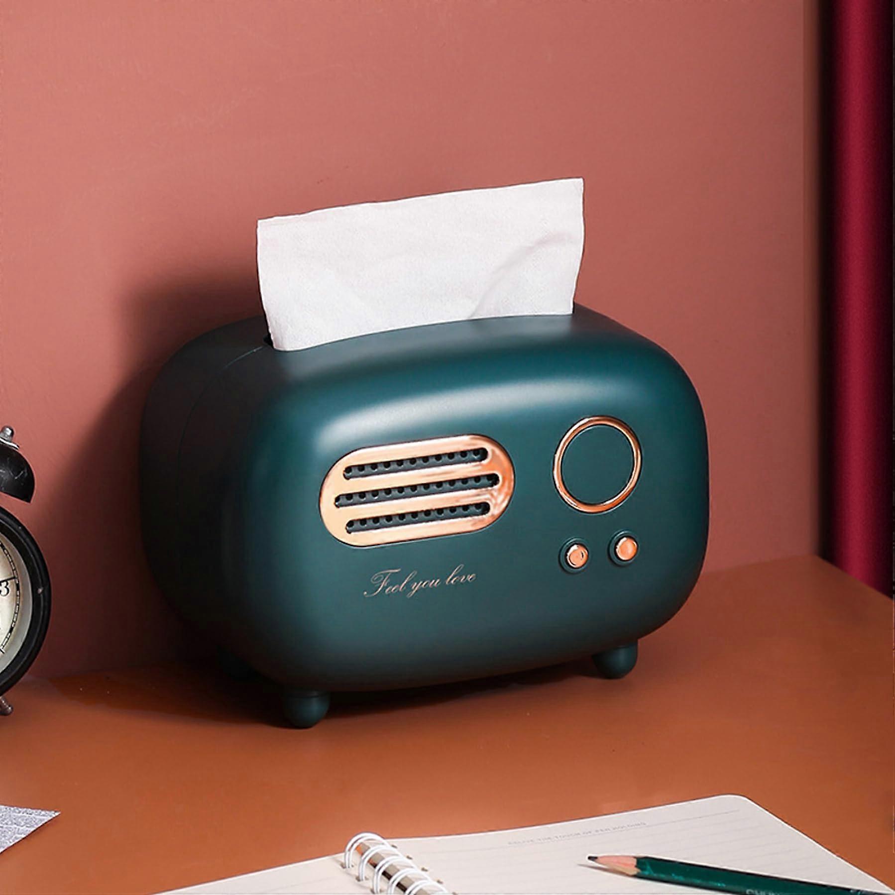 Retro Tissue Box Radio Style Tissue Box NonSlip Cover Vintage Square Holder Small Dispenser Creative Container for Home, Car, Hotel, Retro