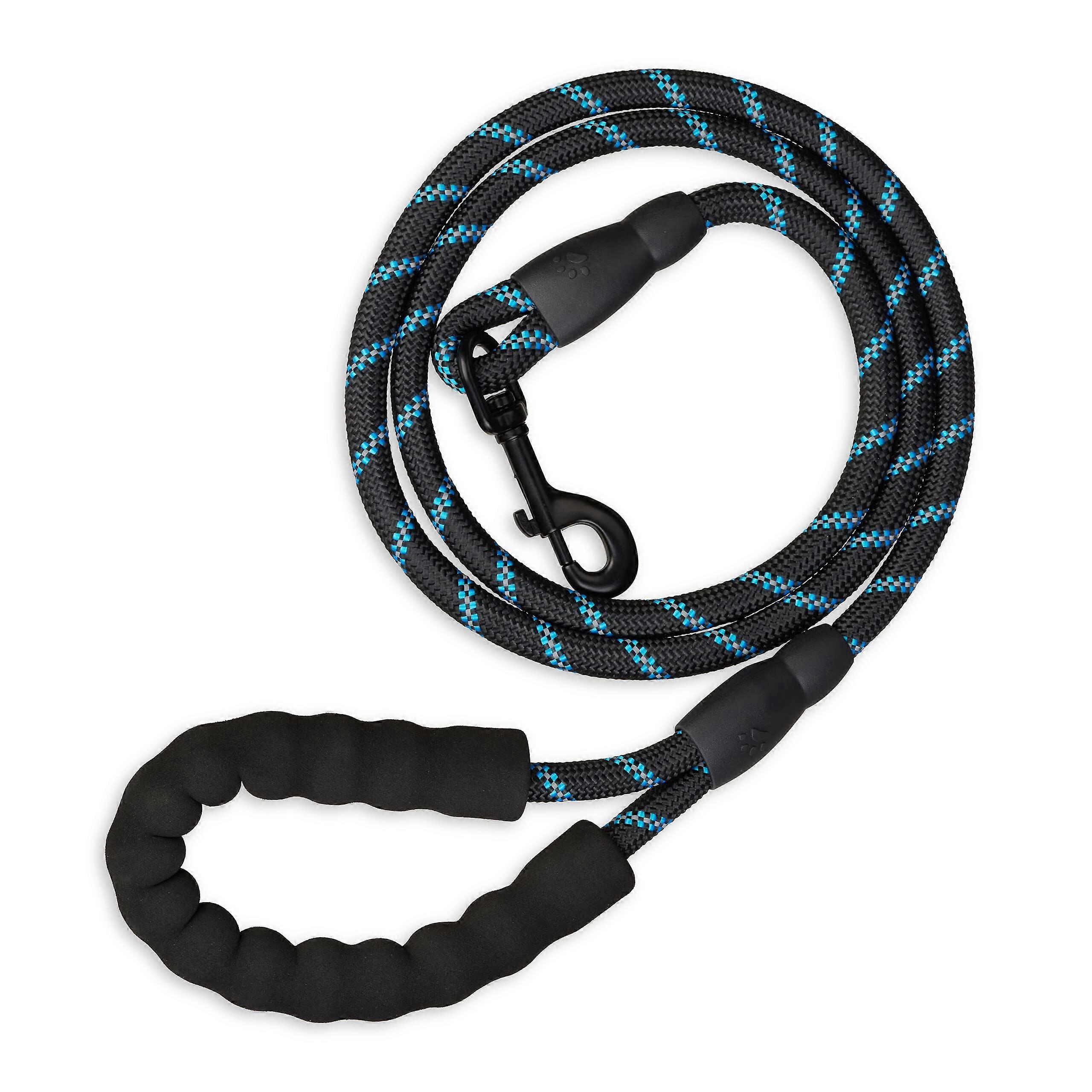 Reflective Dog Lead 150 cm Padded Loop for Small & Large Dogs Up to 50 kg Nylon Material in Black