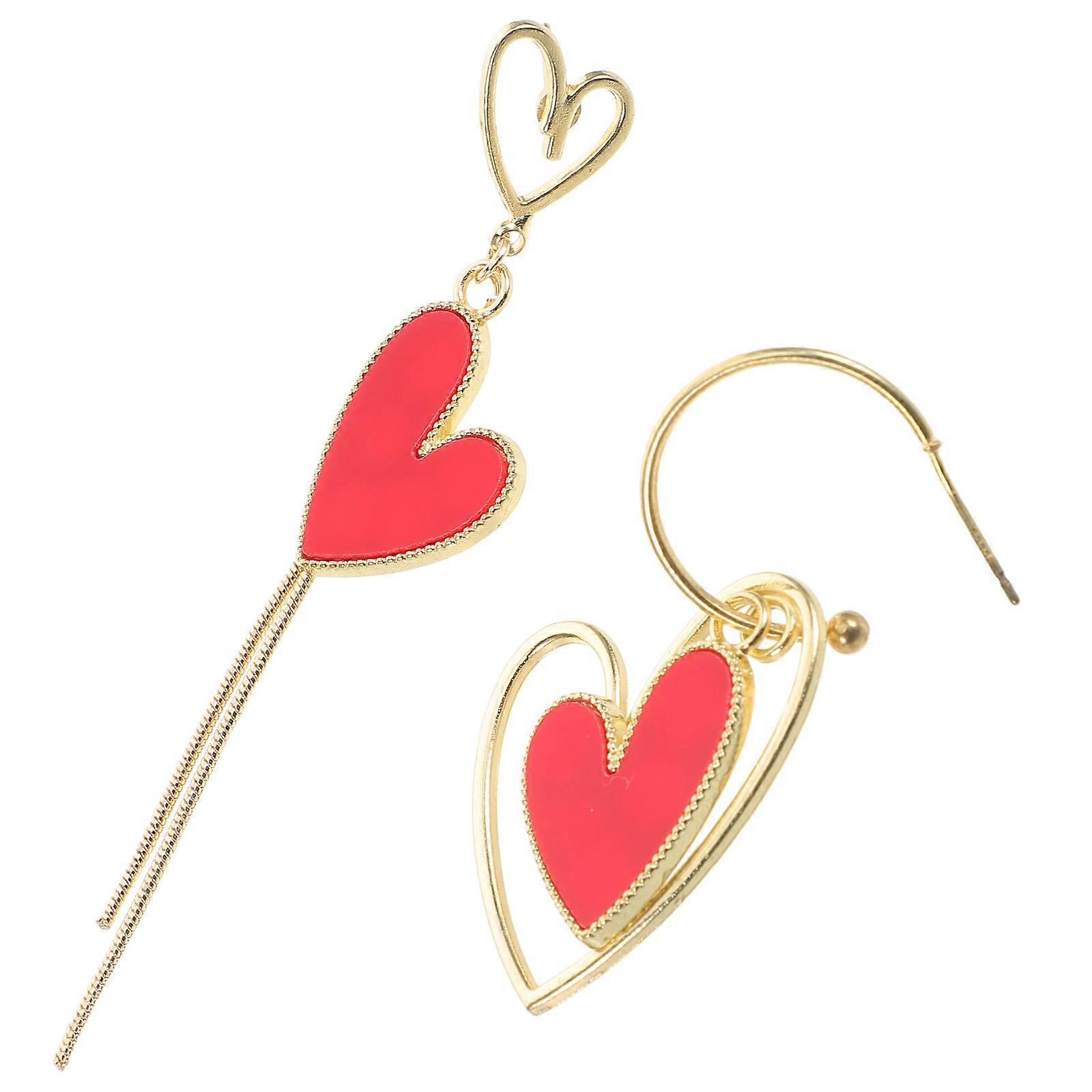 Here's a polished product description for your **1 Pair Asymmetrical Heart Earrings With Tassel**:
 
✨ **Sweet & Stylish Asymmetrical Heart