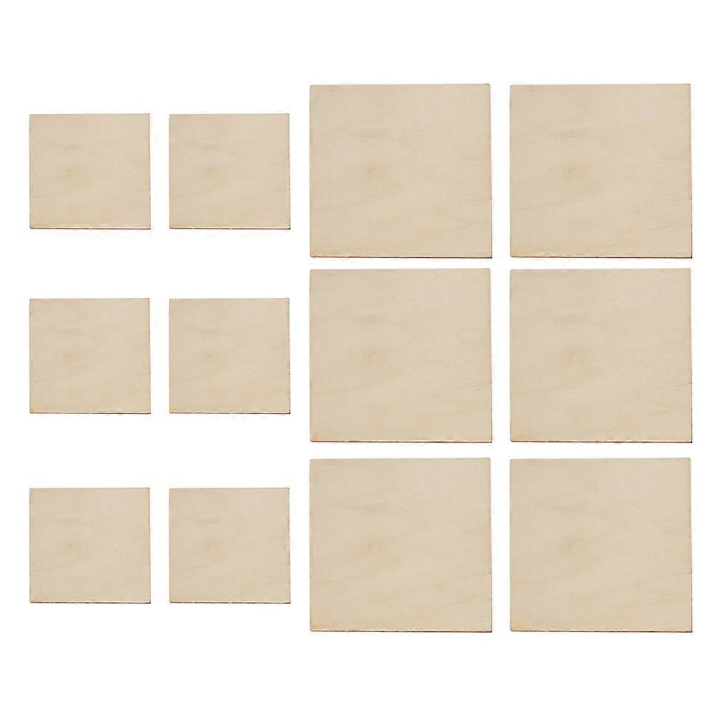 Drill Holes Square Wood Pieces DIY Projects Educational Tool Khaki 5X5X0.3CM 75Pcs