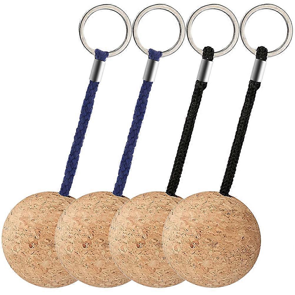 Floating Wooden Ball Keychain Set – 4pcs Cork Key Rings for Boating, Fishing, Surfing, Sailing – 1.96 Inch –